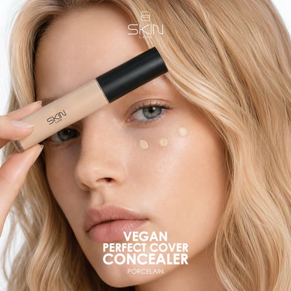 Skin Load Vegan Perfect Cover Concealer Porcelain applied under the eyes on fair skin