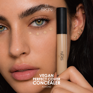 Skin Load Vegan Perfect Cover Concealer Almond applied under the eyes on light-medium skin