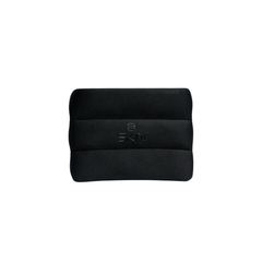 Skin Load Makeup Pouch in black padded neoprene, front view with embossed Skin Load logo