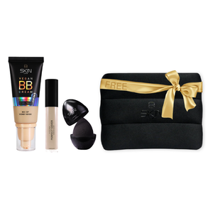 Flawless in 3 Set – Vegan BB Cream SPF50+ 55 ml, Vegan Perfect Cover Concealer, Soft & Smooth Blender and the FREE black Skin Load Makeup Pouch